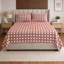 Luna Bueno Fransea Vera Çift Kişilik Yatak Örtüsü 3 Parça Kiremit