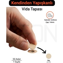 Matchcaps Yapışkanlı Vida Tapası Bej Vida Kapatıcı Kapak Mobilya Vida Gizleme