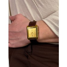 Arvens Vintage Kahverengi Kadran Deri Erkek Kol Saati Paslanmaz Çelik Kasa Deri Kordon Sağlam Renk Atmaz