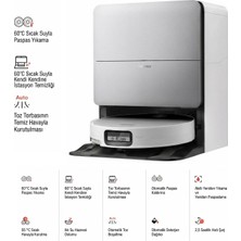 Roborock Yeni 36.000 Pa Yüksek Emiş Güçlü Leke Algılama Teknolojili Robot Süpürge, 8.8 cm Eşik Atlama,  Sıcak Suyla Paspas Yıkama Ekstra Kenar Temizleme Özellikli Saros 20 Sonic Beyaz