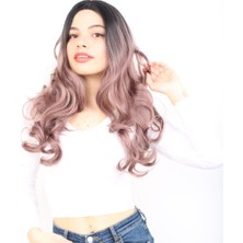 Beei Yoğun Daalı Fiber Sen Uzun Perçemsiz Peruk / Siyah / Gül Kurusu Ombreli