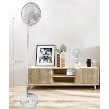 4 Modlu Şarjlı Katlanabilir Yükseltilebilir Taşınabilir Teleskopik Fan Vantilatör Ön Kapak Çıkabilir Pervane Yıkanabilir Minimal Ses Seviyesi Serinletici Portatif Masa Vantilatörü (Beyaz)