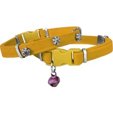 Beei Kadife Kedi Boyun Tasması Kar Taneli 20-32 cm Sarı