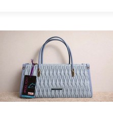 Angel Polo Buz Mavisi Kapitone Omuz Çantası