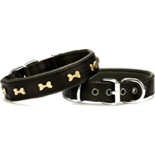 Beei Softlu Kemik Desenli Köpek Tasması 2,5 cm x 50 cm Siyah