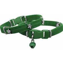 Beei Kadife Kedi Boyun Tasması Yıldızlı 20-32 cm Yeşil