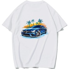 Brz Collection Unisex Oversize Blue Merce T-Shirt (Beyaz)