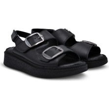 Venüs Deri Kadın Düz Sandalet Siyah 26322476Y