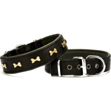 Beei Softlu Metal Kemik Desenli Köpek Tasma 3 cm x 65 cm Siyah