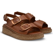 Venüs Deri Kadın Düz Sandalet Taba 26322476Y