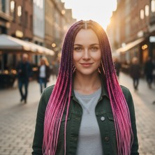 Beei Afrika Örgüsü ve Rasta Için Sen Ombreli / Koyu Pembe / Pembe / Açık Pembe