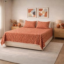 Luna Bueno Fransea Luna Çift Kişilik Yatak Örtüsü 3 Parça - Kiremit