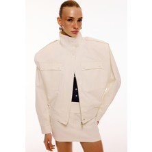 Love On Friday Kora Dikyaka Koton Ceket (Beyaz)