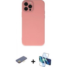 İlk El Grup Ieg™ iPhone 12 Pro Max Kılıf Çekirdek Modern Serisi - Siyah 3D Antistatik Cam Ekran Koruyucu + Sarı Renkli Kamera Lens Koruma Cam