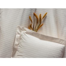 Beei Çift Kişilik Saten Nev Takımı Elegante Stripe Ekru