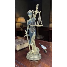 Elifeshop Lüks Polyester Themis Adalet Heykeli 25 cm Dekoratif Biblo Terazi Figür Ev Ofis Vitrin Hediyesi Şık