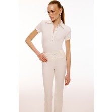 Love On Friday Flora Polo Yaka Düğmeli Vatkalı Tshirt