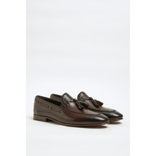Faruk Balkanas Tokyo Model Hakiki Natural Deri Kösele Taban Loafer Ayakkabı