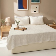 Luna Bueno Fransea Mila Çift Kişilik Yatak Örtüsü 3 Parça - Krem