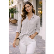 Noa Noa Kadın Çift Cep Detaylı Çizgili Gömlek