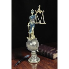 Elifeshop Lüks Polyester Themis Adalet Heykeli 35 cm Dekoratif Biblo Terazi Figür Ev Ofis Vitrin Hediyesi Şık