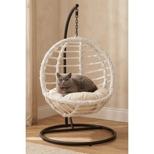 Kalyon Home Ayaklı Rattan Kedi Salıncağı Kedi Yatağı Minderli 44X50 cm Kedi Yatağı & Kafesi