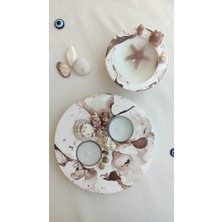 Fancyagnes El Yapımı Taş Tozu Mumluk ve Mum 2li Set