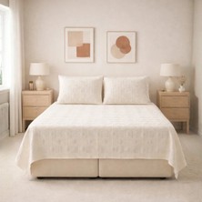 Luna Bueno Fransea Lara Çift Kişilik Yatak Örtüsü 3 Parça - Krem