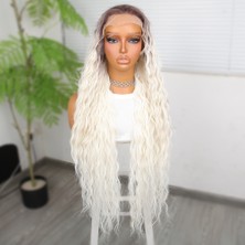 Beei Rus Kumralı Beyaz Platin Ombreli Fiber Sen Tül Peruk