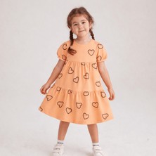 Ozzy Kids Kız Çocuk Kalp Desenli Yazlık Elbise