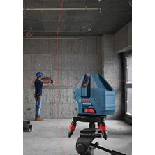 Professional Gll 5-50 x Çizgi Lazer (15M Çalışma Alanı [alıcı ile 50M], Dikey ve Yatay Çizgi Yansıtma, 4 x Aa Pil, Kırmızı Lazer, Adaptörü, Koruma Çantası)