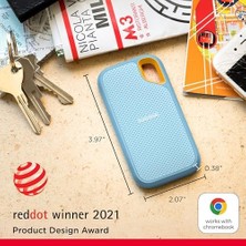 2tb Extreme Taşınabilir SSD - 1050MB/S'YE Kadar, Usb-C, USB 3.2 Gen 2, IP65 Su ve Toz Direnci, Güncellenmiş Firmware, Sky Blue - Harici Katı Hal Sürücüsü - SDSSDE61-2T00-G25B