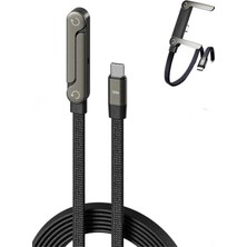 Azurtech 240W Ultra Hızlı Type-C Şarj Data Kablosu Katlanabilir Standlı Ergonomik Tasarım 1.5m Örgülü
