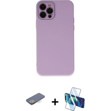 İlk El Grup Ieg™ iPhone 12 Pro Max Kılıf Çekirdek Modern Serisi - Siyah 3D Antistatik Cam Ekran Koruyucu + Sarı Renkli Kamera Lens Koruma Cam