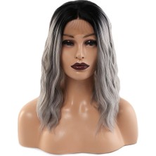 Beei Fiber Sen Daalı Kısa Tül Peruk / Siyah Gri Ombreli