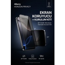 4Berry Horizon Privacy Kurulum Kitli Ekran Koruyucu - 25KG Güçlü Koruma – Hd Şeffaf Temperli Cam - iPhone 17 Pro