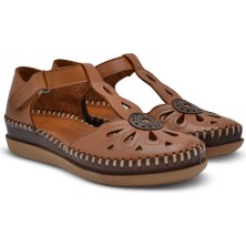 Venüs Deri Kadın Dolgu Topuklu Sandalet Taba-Kahve 18793505Y