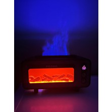 Mus10 Retro Şömine Görünüm Buhar Makinesi Nemlendirici 7 Renkli LED Aroma Terapi Difüzör 200 ml 11X21CM