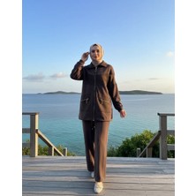 Nuss 1089 Çep Detayli Pantolonlu Takım - Kahve