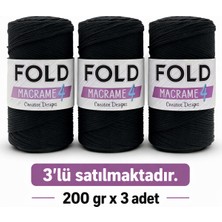 Bravo Polyester Makrome No:4  Siyah 3 Adet Polyester Makrome Ipi 2 mm - 200 gr -230 M Supla Ip Çanta Ipi Paket