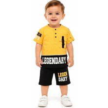 Yavrucak Erkek Çocuk Legendary Yazı Desenli Şortlu Takım