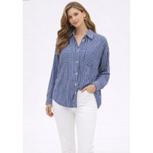 Noa Noa Kadın Çift Cep Detaylı Çizgili Gömlek