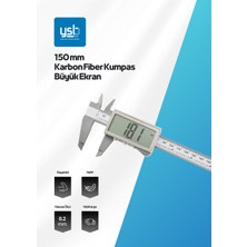 Ysb 150 mm Karbon Fiber Dijital Kumpas - Ultra Geniş LCD Ekran - (Pil + Yedek Pil Dahil)