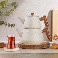 PremiumPort Krem Renk 3 Parça Çaydanlık Takımı, Şık ve Zarif Tasarım
