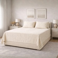 Luna Bueno Fransea Luna Çift Kişilik Yatak Örtüsü 3 Parça - Krem