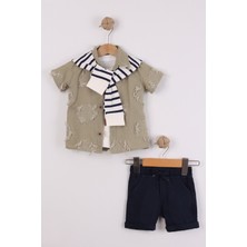 Joy Kids Erkek Bebek Boyun Fularlı 3'lü Takım (0-24AY) (Yeşil)