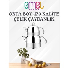 PremiumPort Emel Mini Orta 304 Çelik Çaydanlık, Şık ve Dayanıklı Tasarım