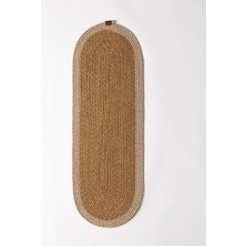 Madame Coco Oval Desenli 35 x 100 cm Pamuklu Masa Runner Naturel/Krem Renk ile Şık Dekorasyon