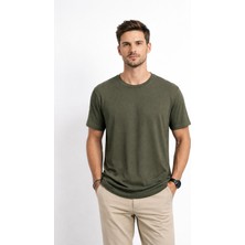 Cazador Erkek Bisiklet Yaka Kendinden Desenli T Shirt 44420 Haki