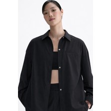 Nike 24.7 Perfectstretch Women's Dri Fit Oversized Long-Sleeve Top Kadın Overisze Esnek Gömlek Siyah